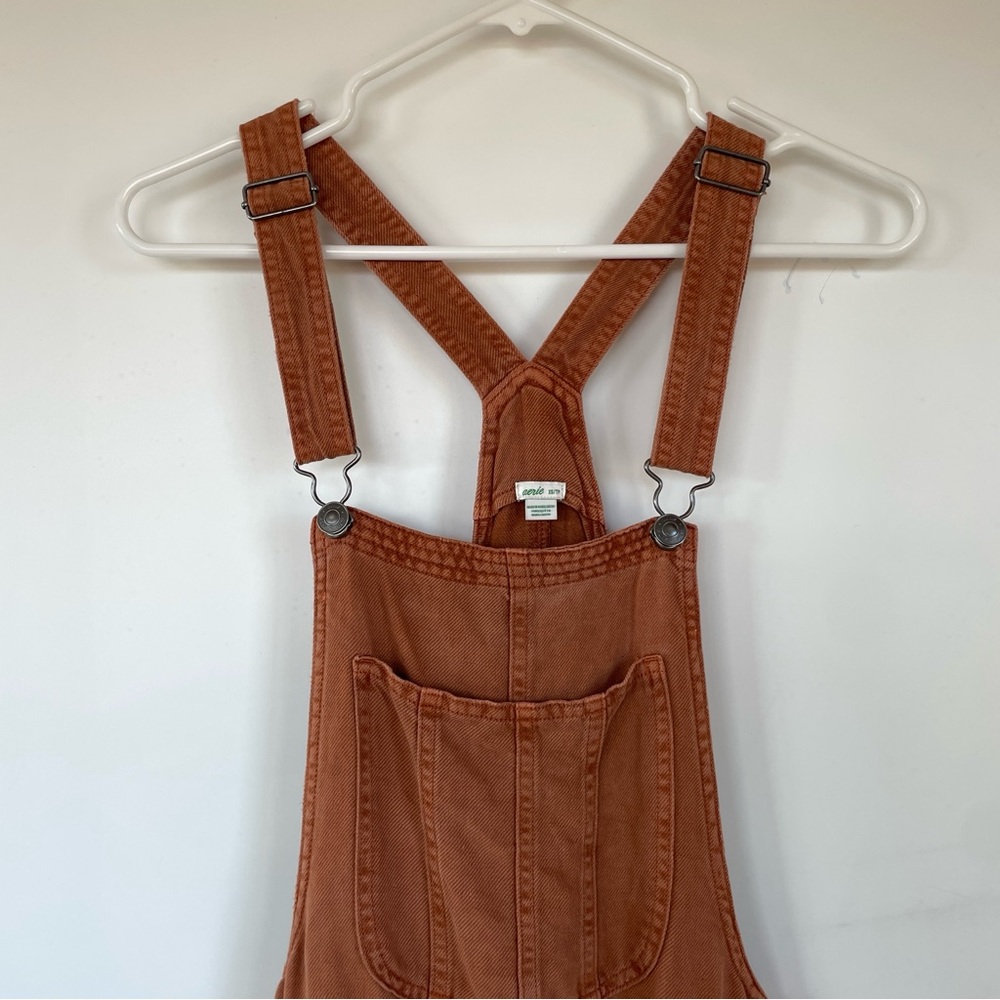Aerie Terracotta Burnt Orange Rust Linen Overalls